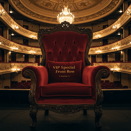 a chair sitting in front of a building
